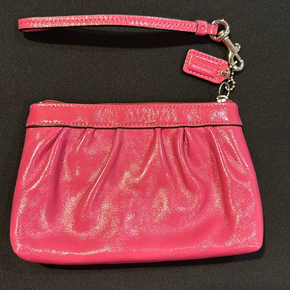 Coach leather wristlet hot pink like new